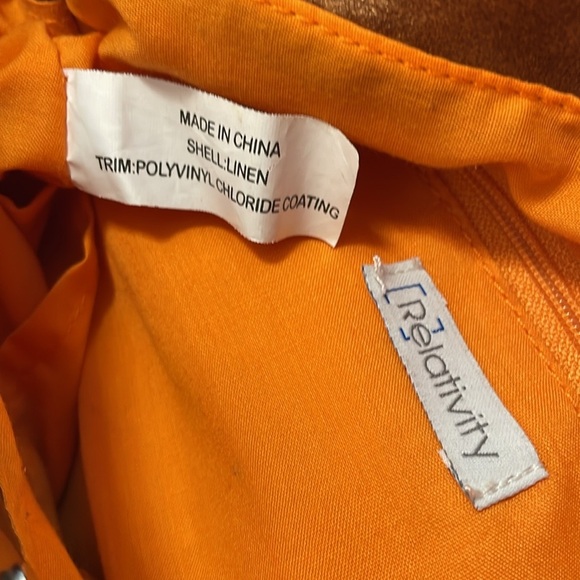 Relativity Linen Metallic Orange Shoulder Hand Bag - Picture 8 of 10